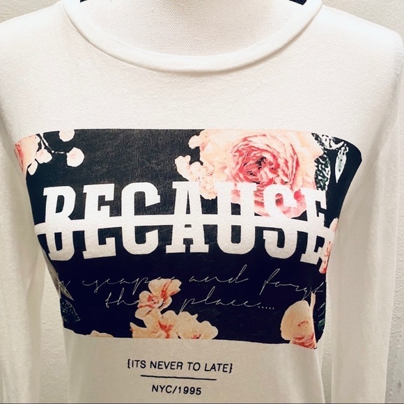 Forever 21 White BECAUSE ITS NEVER TO LATE Tee New - Picture 4 of 15